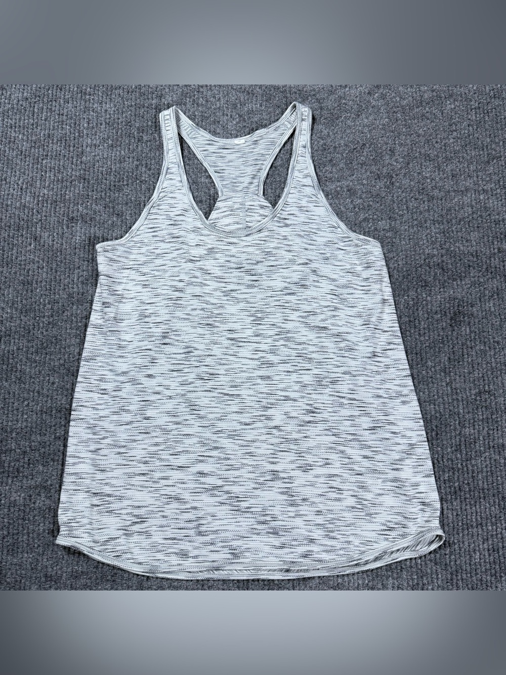 Lululemon Essential Tank Top Size 8 Space Dye Grey Pleated Racerback Womens